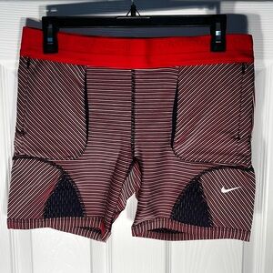 Nike Red and Black Striped Athletic Shorts
